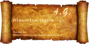 Alexovics Gyula névjegykártya